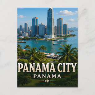 Panama City Skyline und Kanal Wunder Postkarte