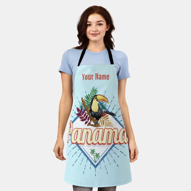 Panama City Toucan Retro Palmen Vintag Schürze (Getragen)