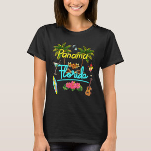 Panama Florida Beach Summer Palm Surf Sun Set Palm T-Shirt