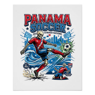 Panama Fußball Skelett Stürmer Nationen Poster Sti
