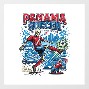 Panama Fußball Skelett Stürmer Nationen Poster Sti Fensteraufkleber