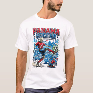 Panama Fußball Skelett Stürmer Nationen Poster Sti T-Shirt