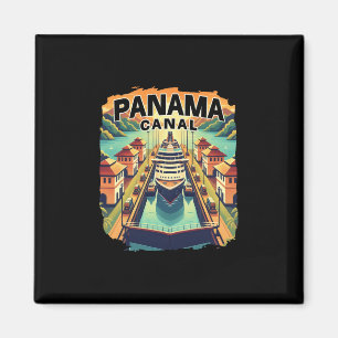 Panama-Kanal-Kreuzfahrt-Trip-Boots-Schiff-Vintage- Magnet