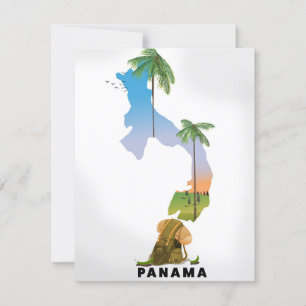 Panama Karte Illustriertes Reiseplakat drucken.