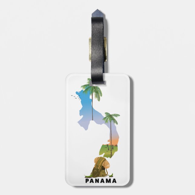 Panama Karte Illustriertes Reiseplakat drucken. Gepäckanhänger (Rückseite vertikal)