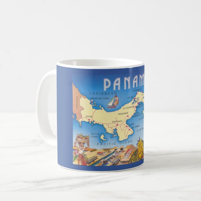 Panama-Karte-Tasse Kaffeetasse (Vorderseite Links)