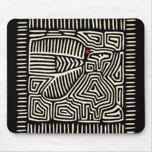 Panama Kuna Indian Mola Pajaro - Schwarz-weiß Mousepad