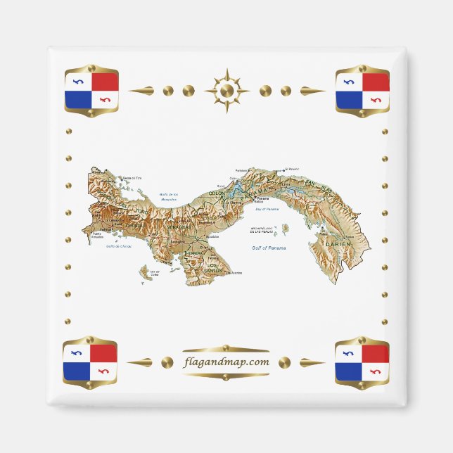 Panama Map + Banners Magnet (Vorne)
