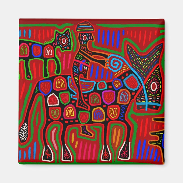 Panama Mola - Rettet einen Pferdeschlitten Magnet (Vorne)