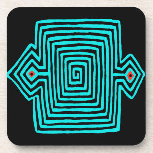 Panama-Mola-Schildkröte - Blau-Schwarz Getränkeuntersetzer