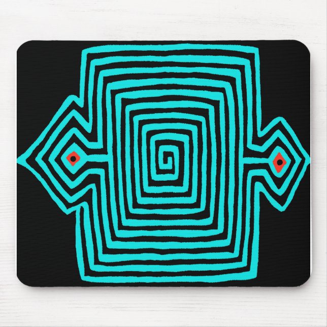 Panama Mola Tortoise - Blau Schwarz Mousepad (Vorne)