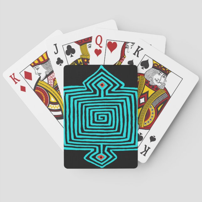 Panama Mola Tortoise - Blau Schwarz Spielkarten (Rückseite)
