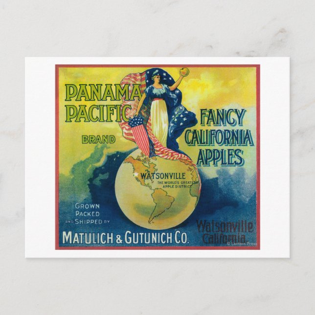 Panama Pacific Apple Crate Label Postkarte (Vorderseite)