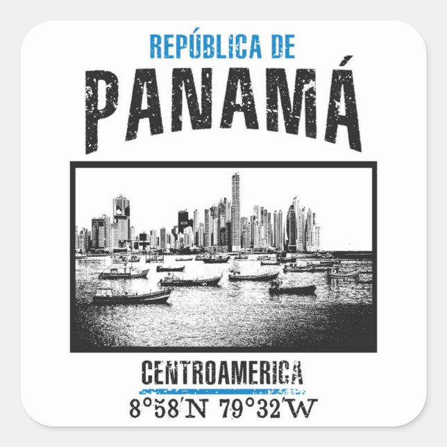 Panama Quadratischer Aufkleber (Vorderseite)
