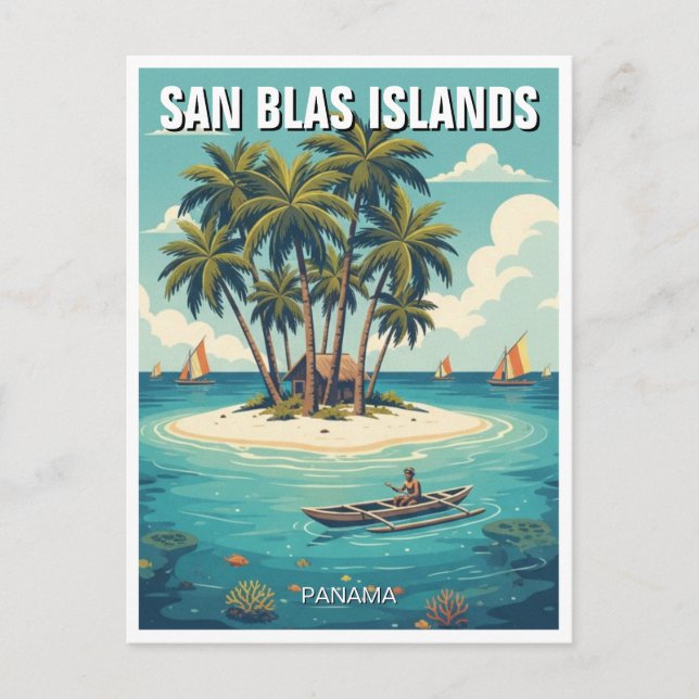 Panama San Blas Islands Travel Postkarte (Vorderseite)