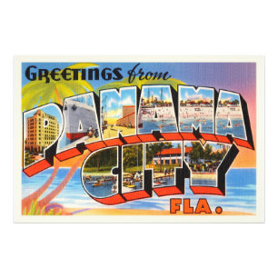 Panama-Stadt Florida alte Vintage Reise-Andenken Fotodruck