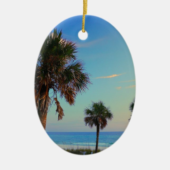 Panama-Stadt Strand, Florida-Palmen Keramik Ornament (Vorne)