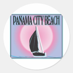 Panama-Stadt Strand mit der Spritzpistole Runder Aufkleber