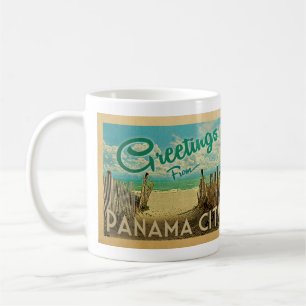 Panama-Stadt Strand-Vintage Reise Kaffeetasse