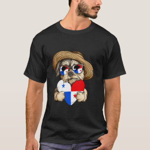 Panama Süßer Hund Herz Panamaische Wurzeln Panamai T-Shirt