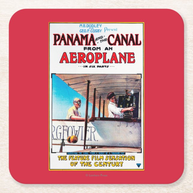 Panama und der Kanal-Flugzeug-Filmpromo-Posten Rechteckiger Pappuntersetzer (Vorderseite)
