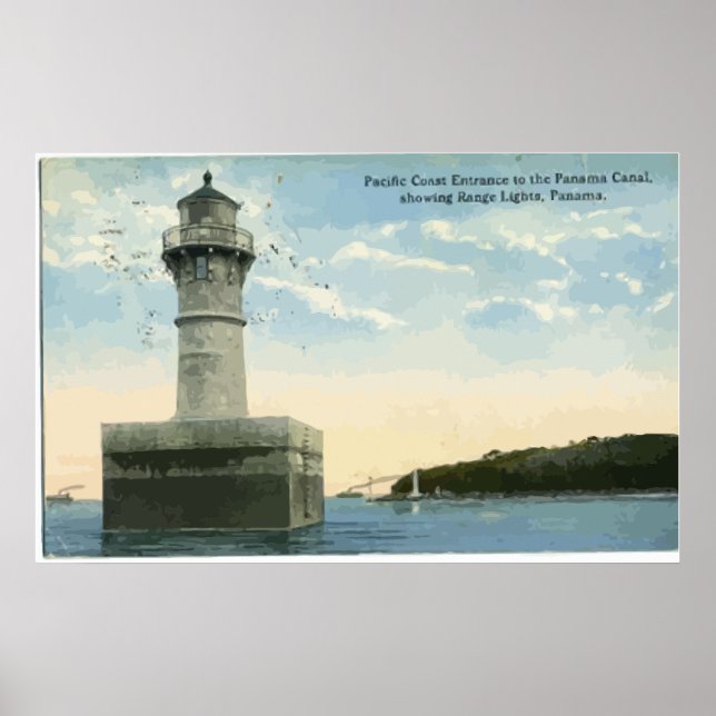 Panamakanal mit Range Lights, Panama, Vintag Poster (Vorne)