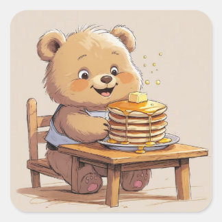 Pancake Bear Quadratischer Aufkleber
