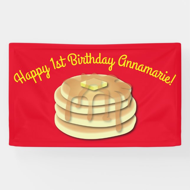 Pancake Birthday Party Flapjack Niedliche Kinder Banner (Horizontal)