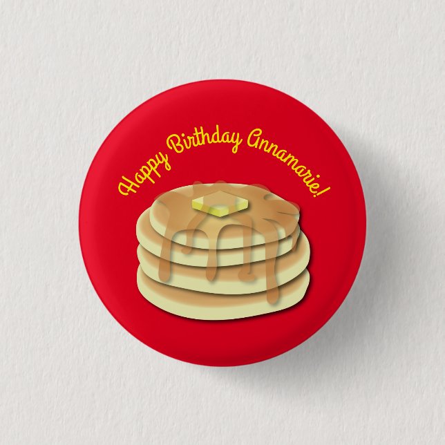 Pancake Birthday Party Flapjack Niedliche Kinder Button (Vorderseite)
