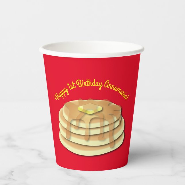 Pancake Birthday Party Flapjack Niedliche Kinder Pappbecher (Vorderseite)