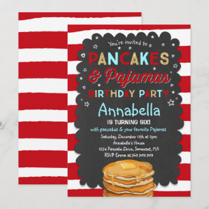 Pancake et pyjamas Anniversaire Invitation PJ's Pa