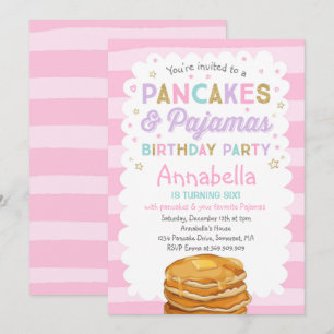 Pancake et pyjamas Anniversaire Invitation PJ's Pa