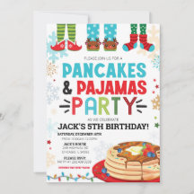 Pancake et Pyjamas Anniversaire Invitation Vacance