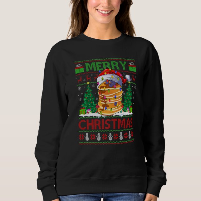 Pancake Food  Xmas Tree Ugly Santa Pancake Christm Sweatshirt (Vorderseite)