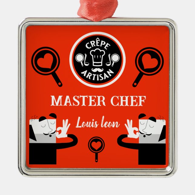 Pancake Koch Master Ornament Aus Metall (Vorne)