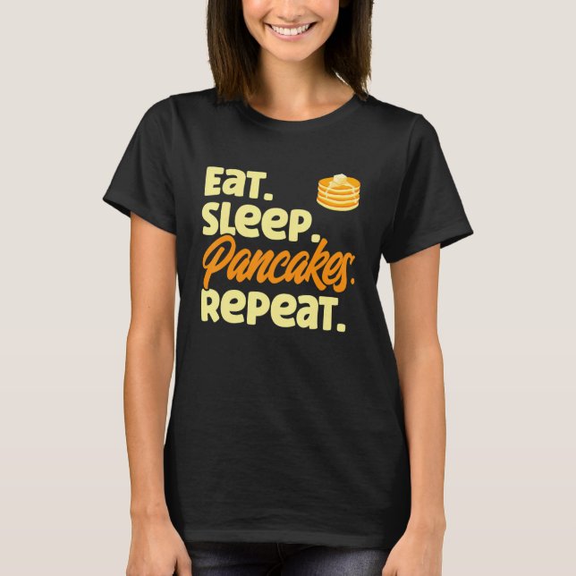 Pancake Lover Kids Eat Sleep Pancakes Repeat T-Shirt (Vorderseite)