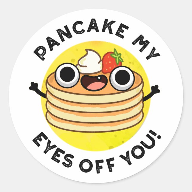Pancake meine Augen vor dir lustigen Fastfood Puff Runder Aufkleber (Vorderseite)