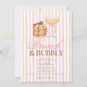 Pancake Pink Brunch & Bubbly Brautjungfernparty Einladung