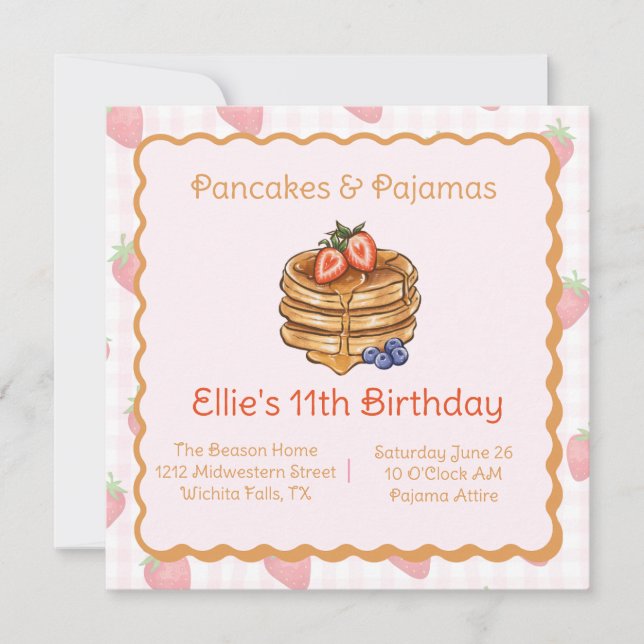Pancake & Pyjama Brunch Anniversaire Invitation (Devant)