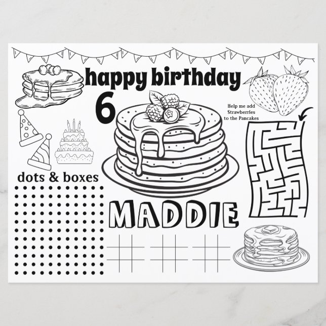 Pancake Pyjamas Tischsets, Pancake Geburtstag (Vorderseite)