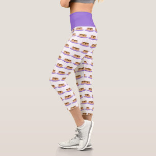 Pancake Stack Lila Plate Muster Capri Leggings