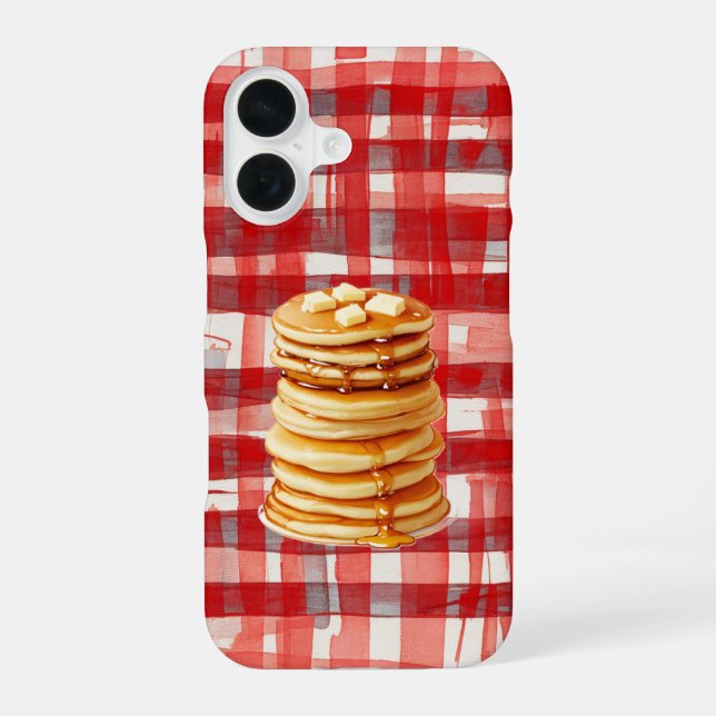 Pancake Tower Red Checkered Phone Case iPhone 16 Hülle (Rückseite)
