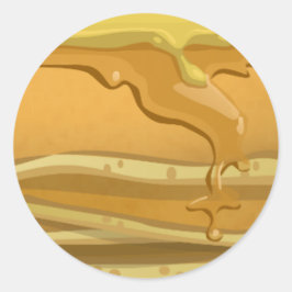 Pancake und Ahornsirup, niedlich gelb Runder Aufkleber