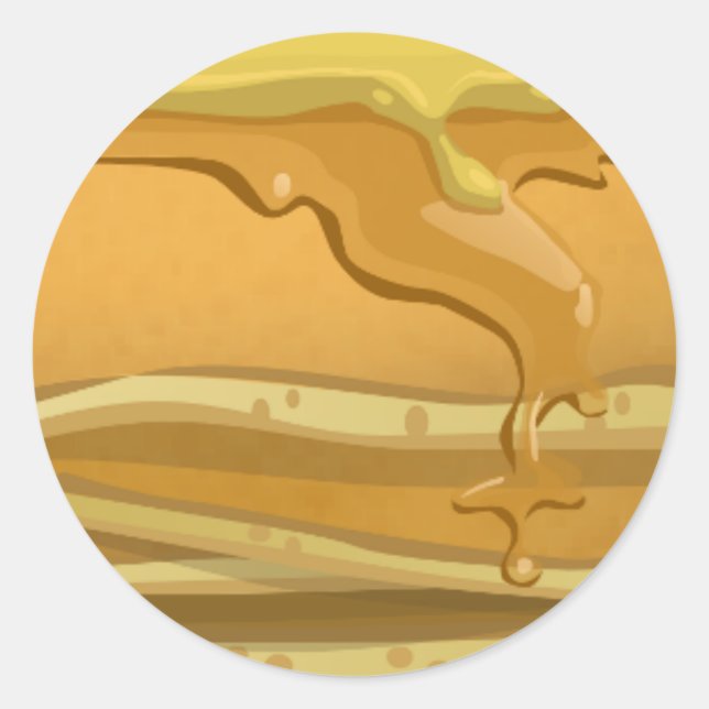 Pancake und Ahornsirup, niedlich gelb Runder Aufkleber (Vorderseite)