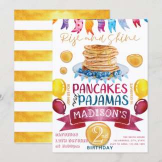 Pancake und Pajamas Birthday PJ's Party Einladung