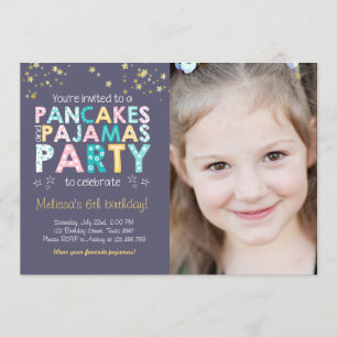 Pancake und Pajamas Geburtstagseinladung Girl Pink Einladung