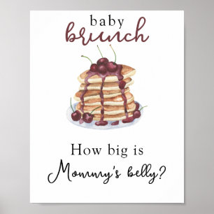 Pancakes Baby Dusche Wie groß ist Mama's Bauch? Poster