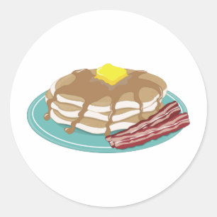 Pancakes Bacon Runder Aufkleber