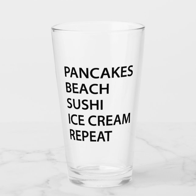Pancakes Beach Sushi Ice Cream Repeat Glas (Vorderseite)