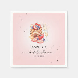 Pancakes Brunch & Bubbly Pink Brautparty Serviette